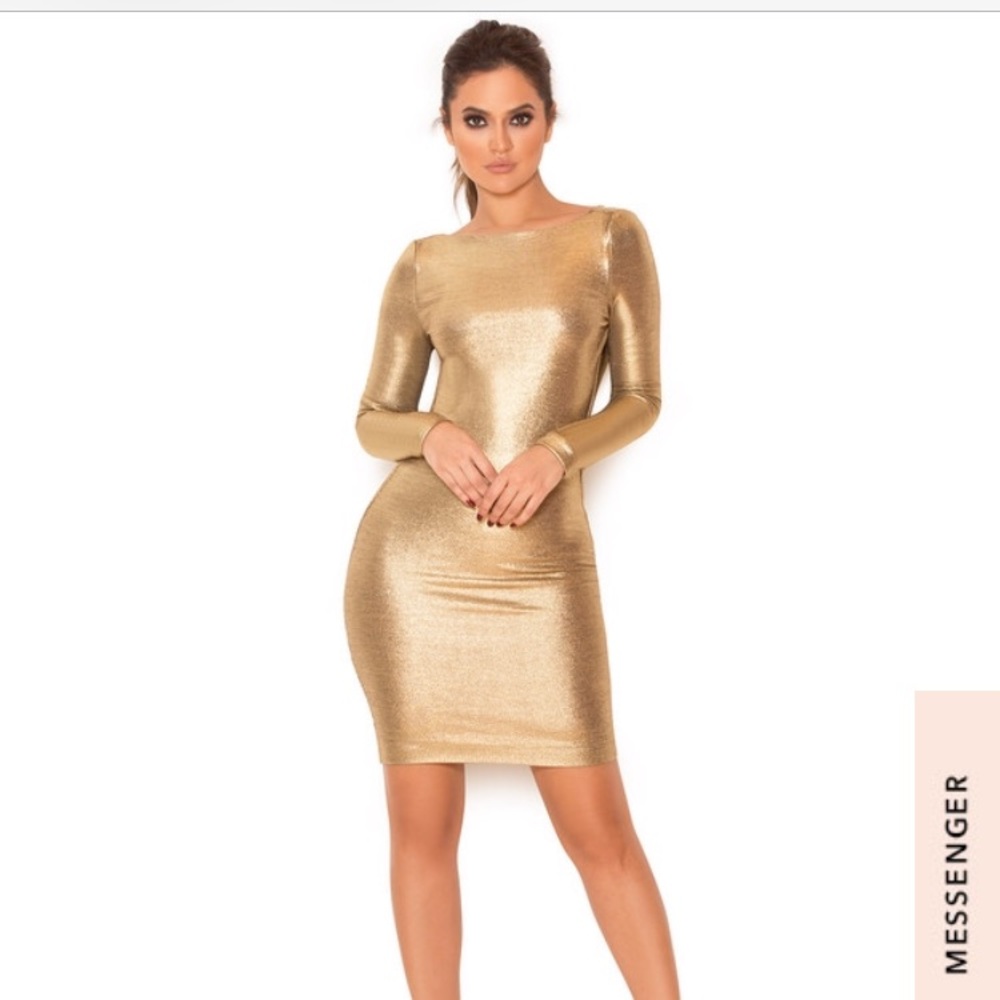 Gold Open Back Silky Dress